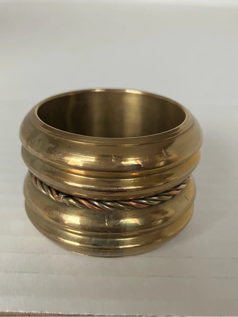 Vintage Gold Brass Metallic Napkin‎ Rings Set of 8 Ribbed Rope Details